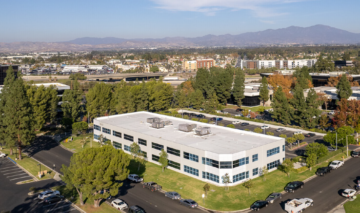 Aerial view of the new office building