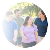 Group walking together outdoors